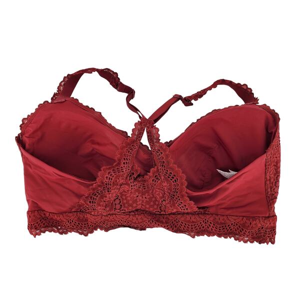 Auden 1X Berry Red Lightly Lined Racerback Bralette Wirefree Adjustable Straps‎ - Picture 2 of 8